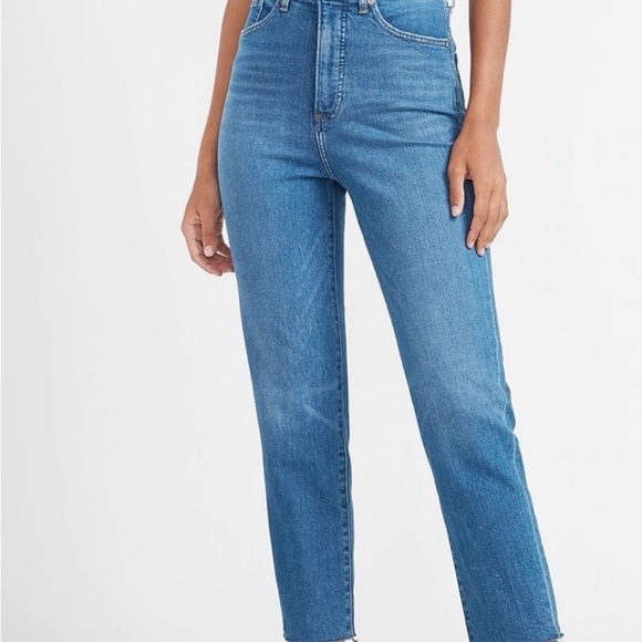 Express Denim - Express Mom High-Rise Straight Leg Jeans in Medium Blue